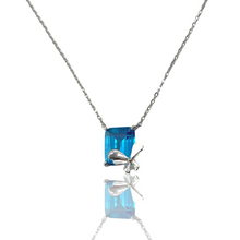 Load image into Gallery viewer, CZ COLORED STONE X BUTTERFLY NECKLACE
