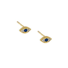 Load image into Gallery viewer, TEENY TINY PAVE EVIL EYE STUD EARRINGS - Reeezy
