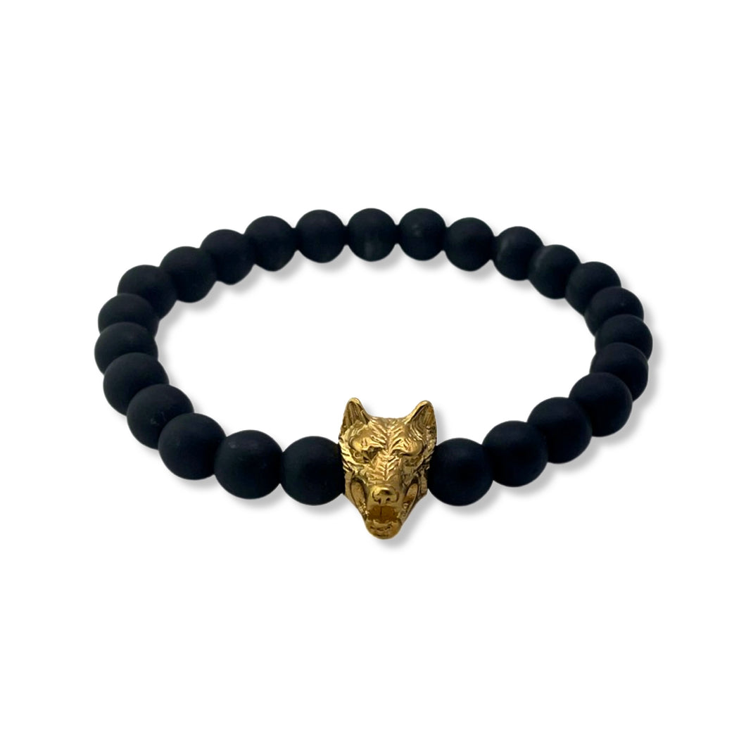 Classic Wolf Onyx Beaded Bracelet