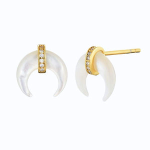 Miniature Horn Moon Stud Earrings - Reeezy